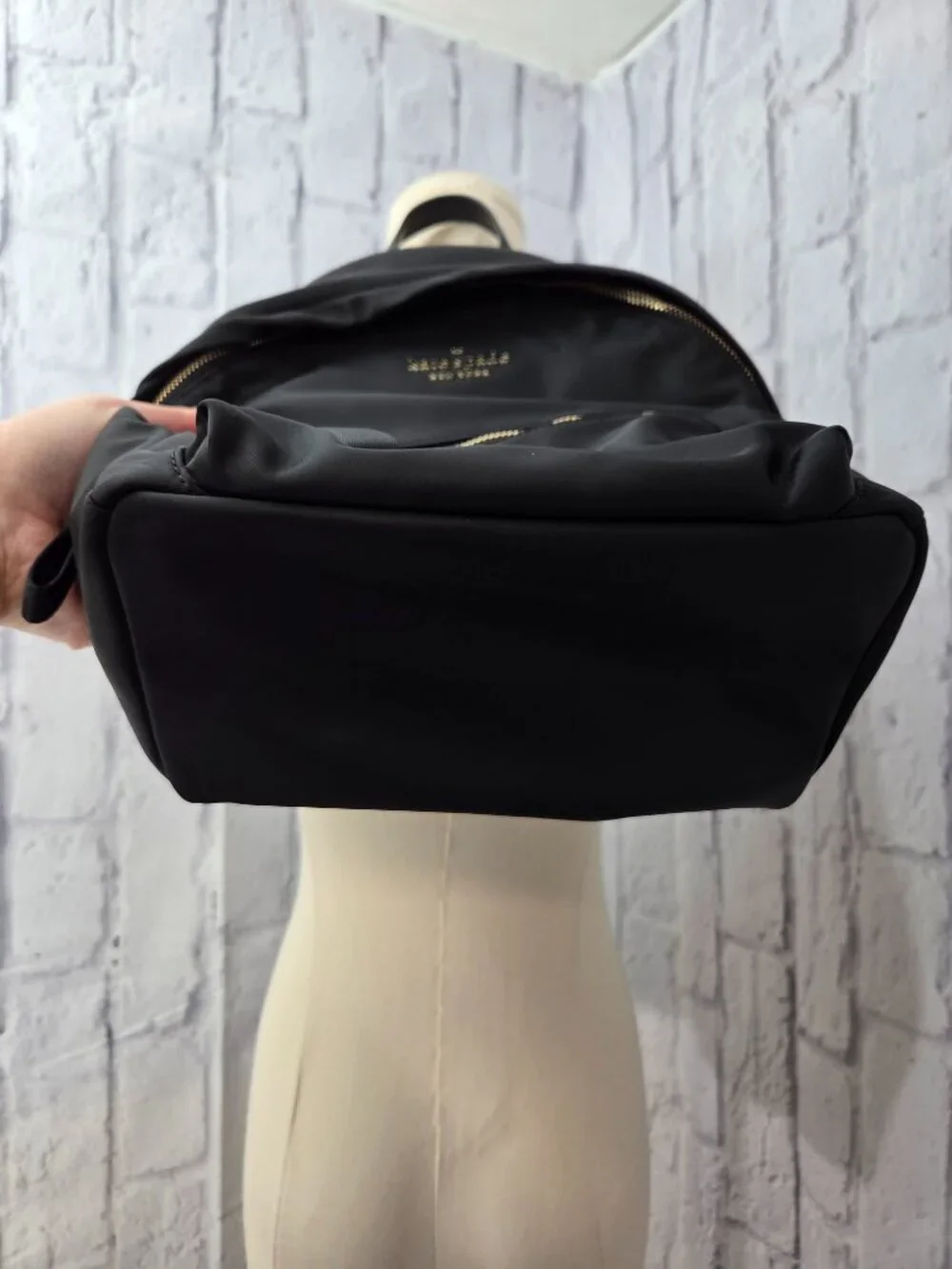 Kate Spade Black Chelsea Medium Nylon Backpack Adjustable Straps Zip Pockets
